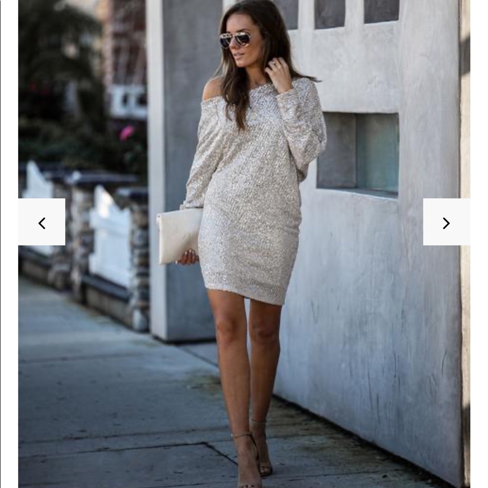 Sequin off the shoulder party dress